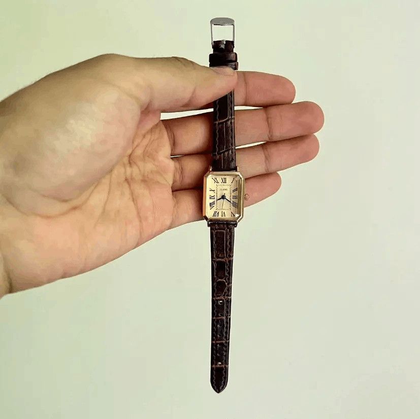 Jewelry 2000s vintage style rectangle brown leather luxury watch Size ONE SIZE - 3 Thumbnail