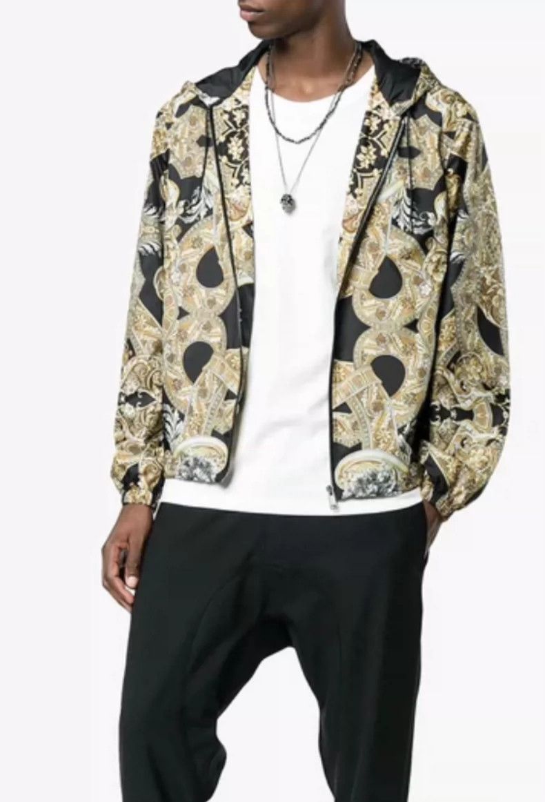 Versace Gold baroque print hooded coat