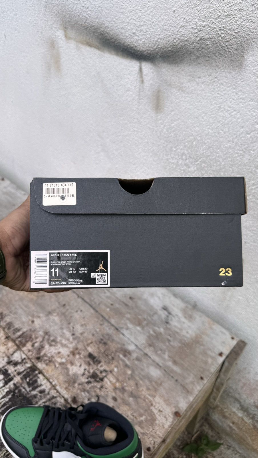 Jordan Brand × Nike Nike Air Jordan 1 Mid Black/Pine Green Size US 11 / EU 44 - 15 Thumbnail