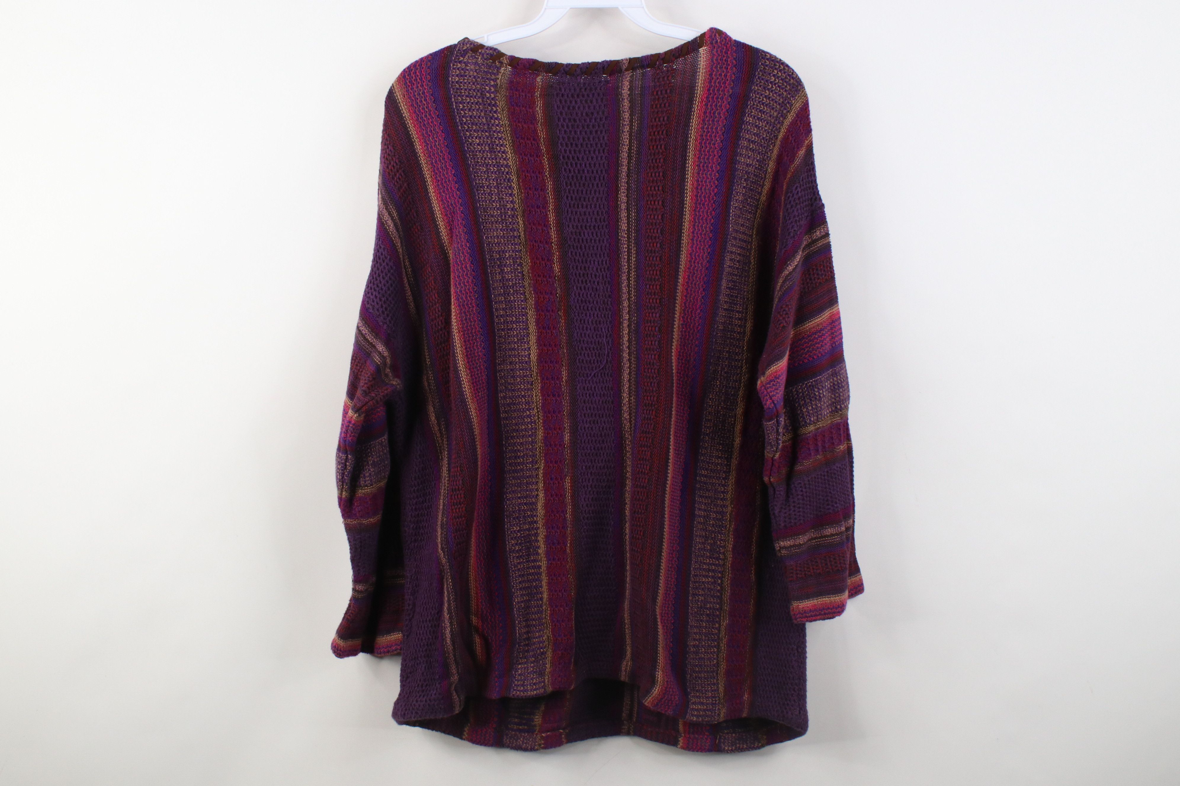 Vintage Vintage 90s Y2K Streetwear Striped Thermal Knit Sweater Size L / US 10 / IT 46 - 8 Thumbnail