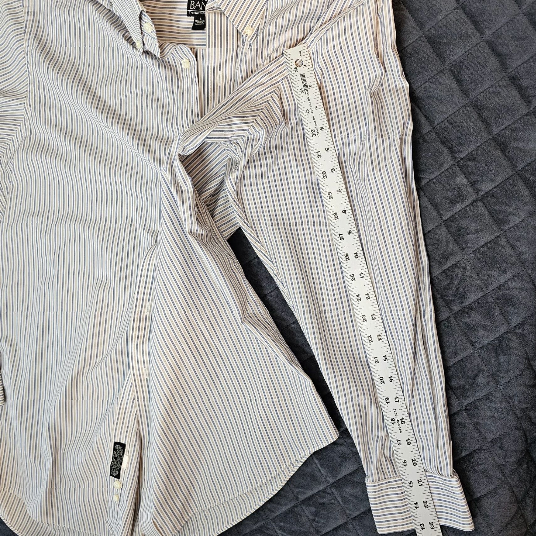 Jos. A. Bank Jos A Bank Traveler's Collection Mens L Long Sleeve Button Down White Blue Shirt Size US L / EU 52-54 / 3 - 7 Thumbnail
