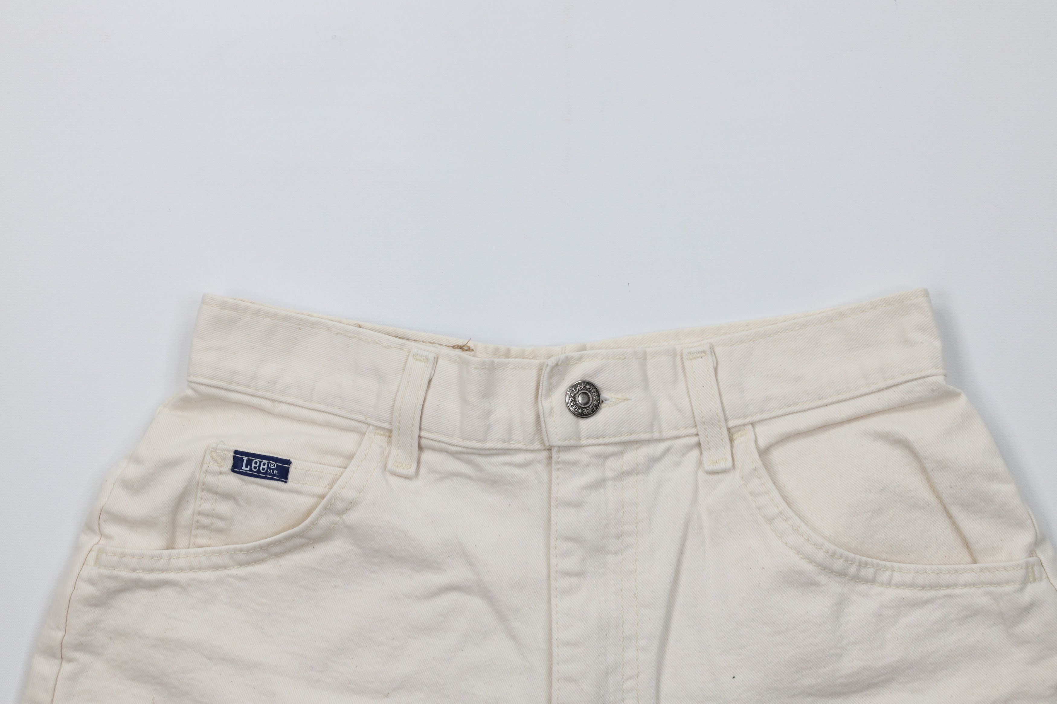 Lee Vintage 90s Lee Fit Denim Jean Shorts Jorts Cream Cotton USA Size 32" / US 10 / IT 46 - 2 Thumbnail