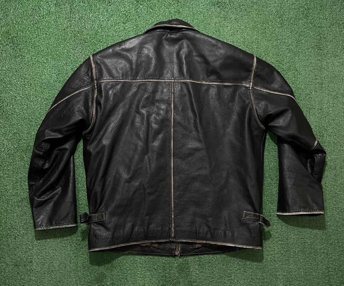 Leather × Vintage Real Leather Jacket Vintage 90s Genuine Newport Size US L / EU 52-54 / 3 - 2 Thumbnail