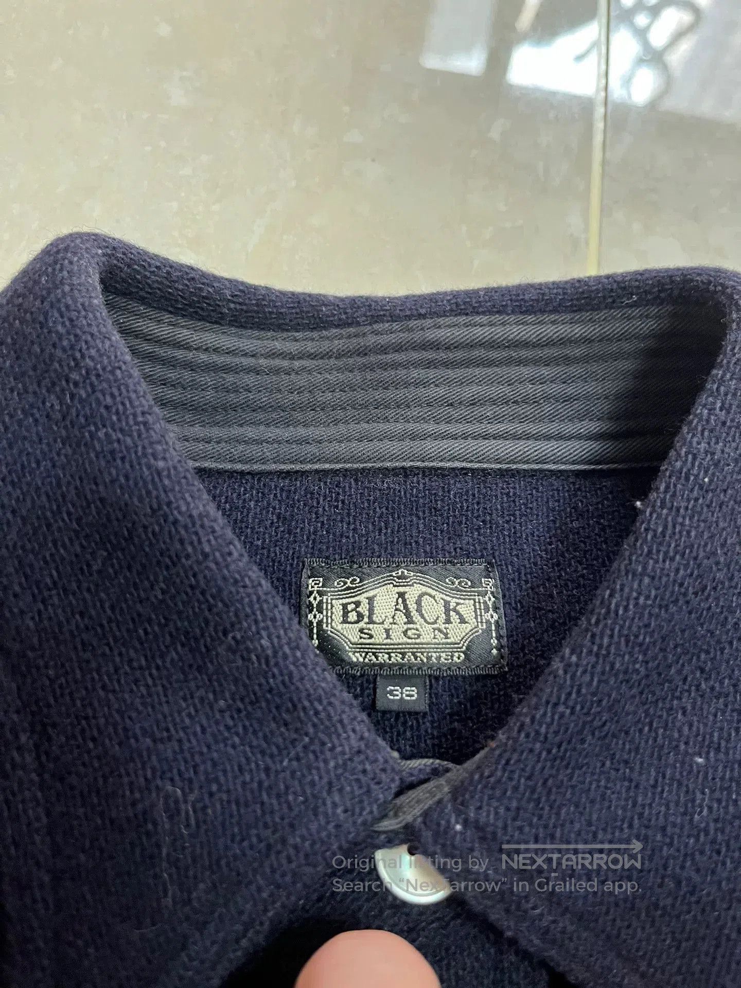 BLACK SIGN Navy Wool Shirt by Blacksign. Size US M / EU 48-50 / 2 - 4 Thumbnail