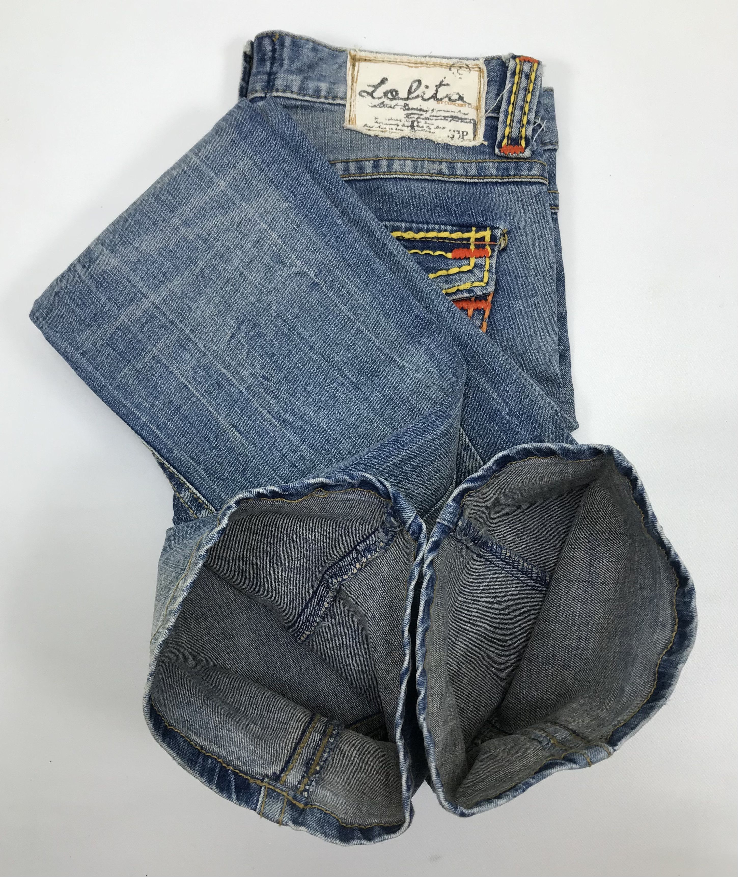 Japanese Brand Vintage Lolita Bell Bottom Washed Flare Jeans Size 28" / US 6 / IT 42 - 12 Thumbnail