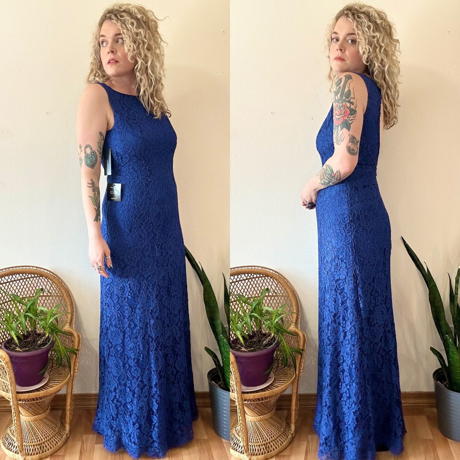 Other NWT Lulu’s Dark Blue Lace Keyhole Back Gown Size L / US 10 / IT 46 - 2 Thumbnail