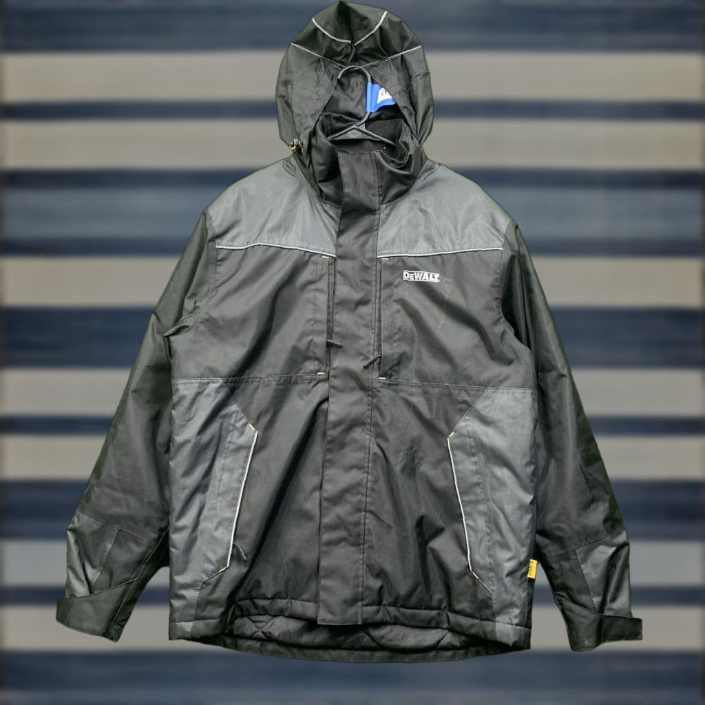 Vintage Dewalt Tool Jacket Mens M Nylon Full Zip Hooded Racing Workwear Black Solid Polyester Lining Size US M / EU 48-50 / 2 - 1 Thumbnail
