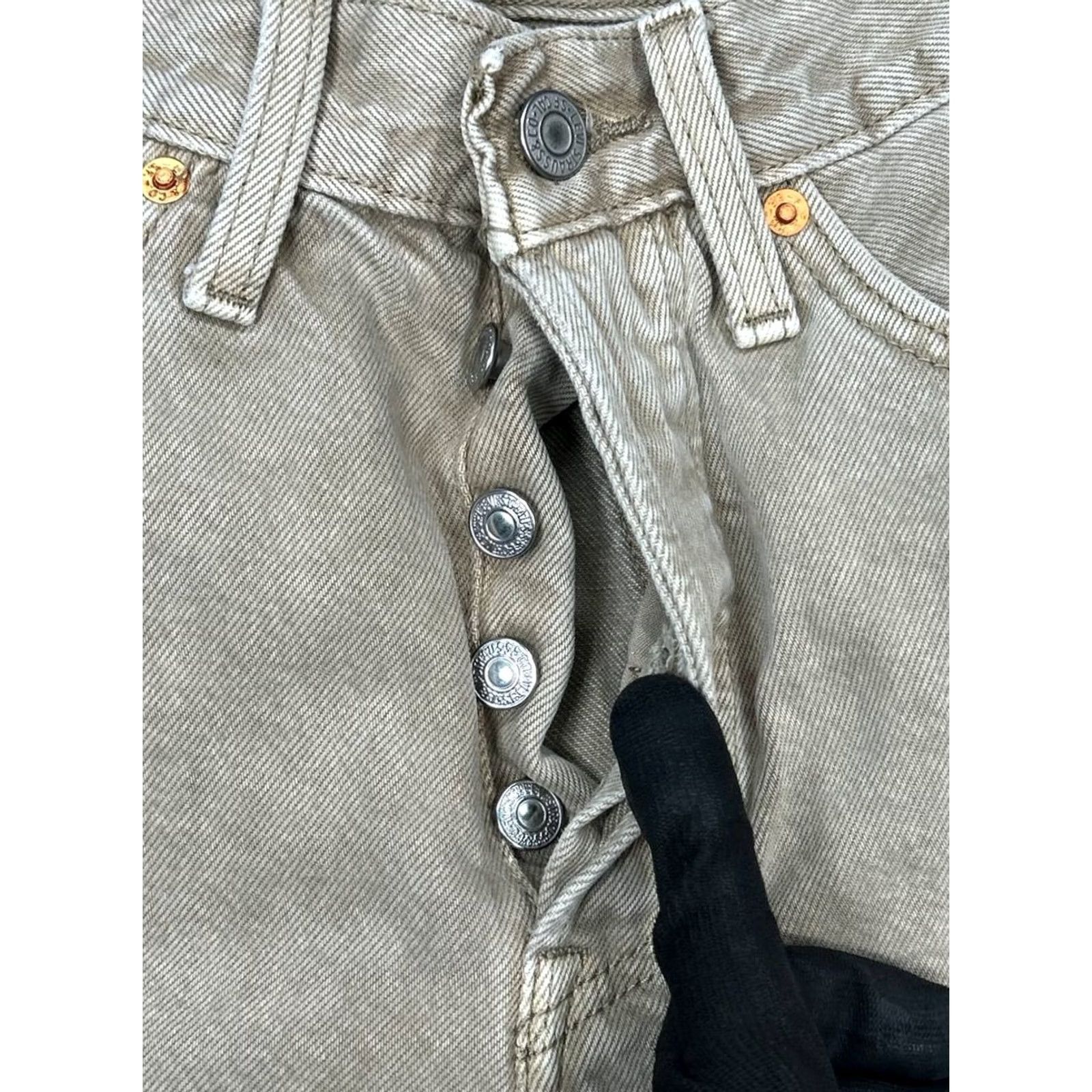 Levi's Levi'S 501 Jeans Womens 27 Beige Denim Classic Fit Acid Wash Logo Cotton 26x29 Size 27" / US 4 / IT 40 - 7 Thumbnail