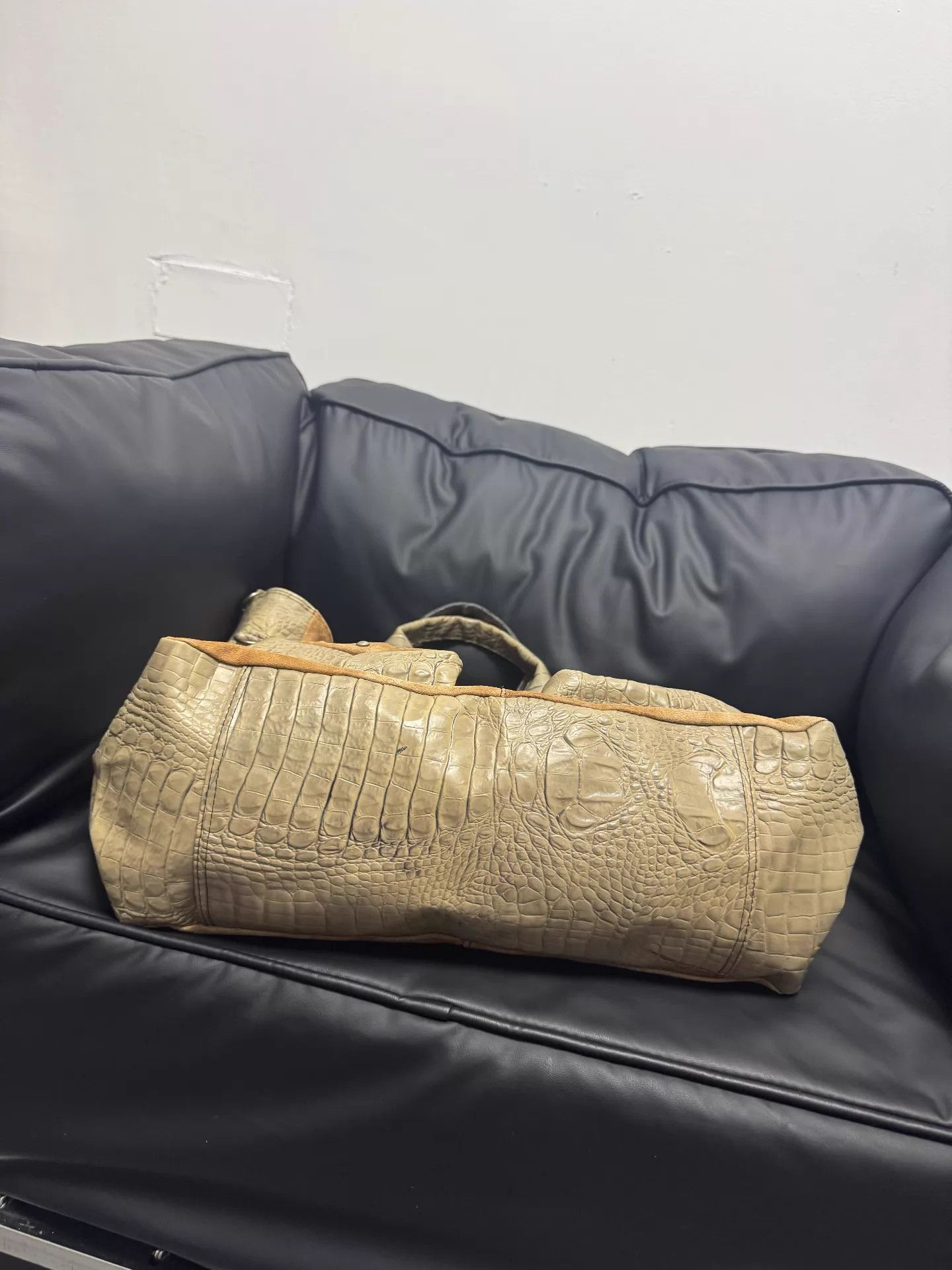 Dolce & Gabbana Dolce & Gabbana Crocodile Suede Leather Panel Tote Bag Size ONE SIZE - 9 Thumbnail