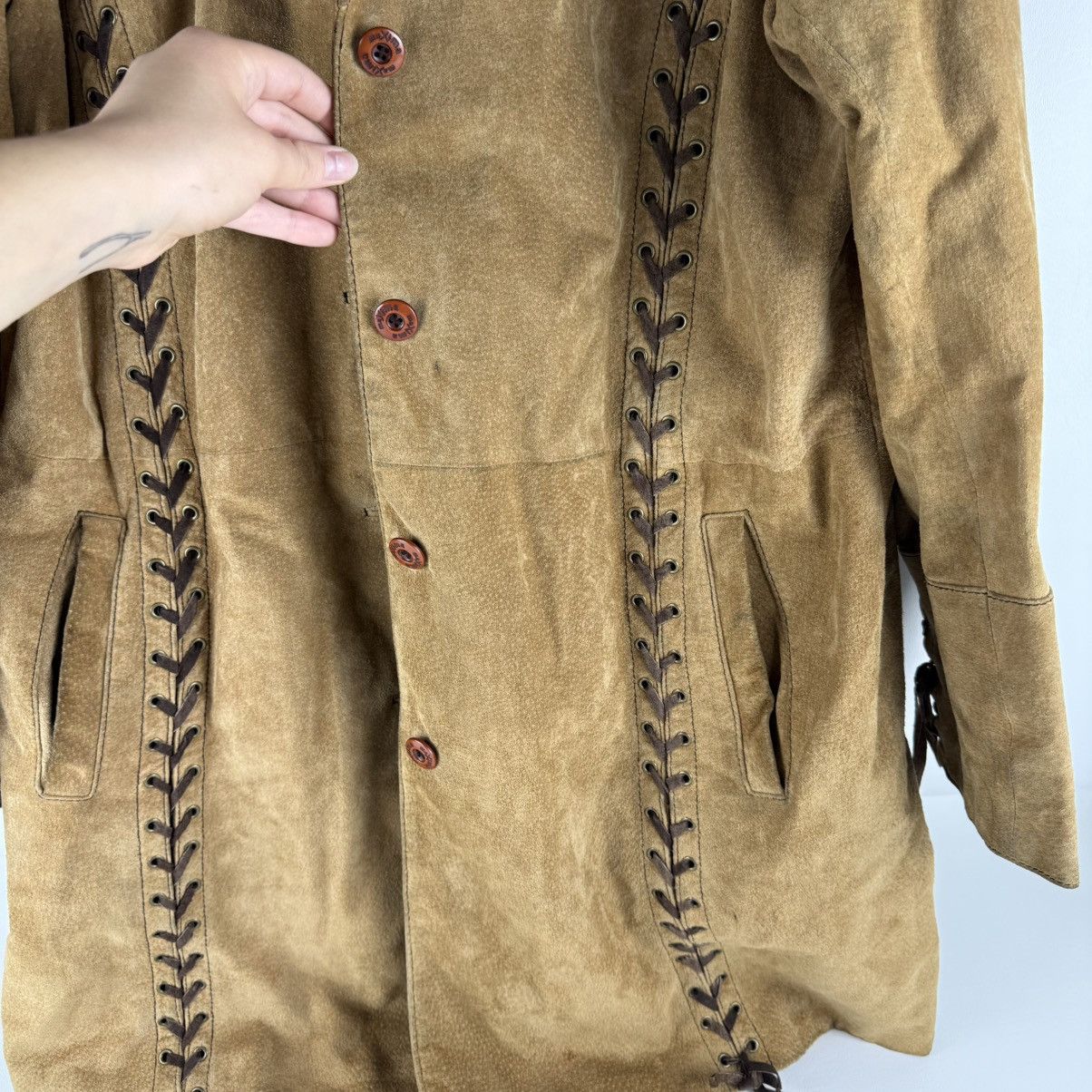 Wilsons Leather Vintage Wilsons Leather Maxima Brown Suede Trench Coat Size XL / US 12-14 / IT 48-50 - 7 Thumbnail