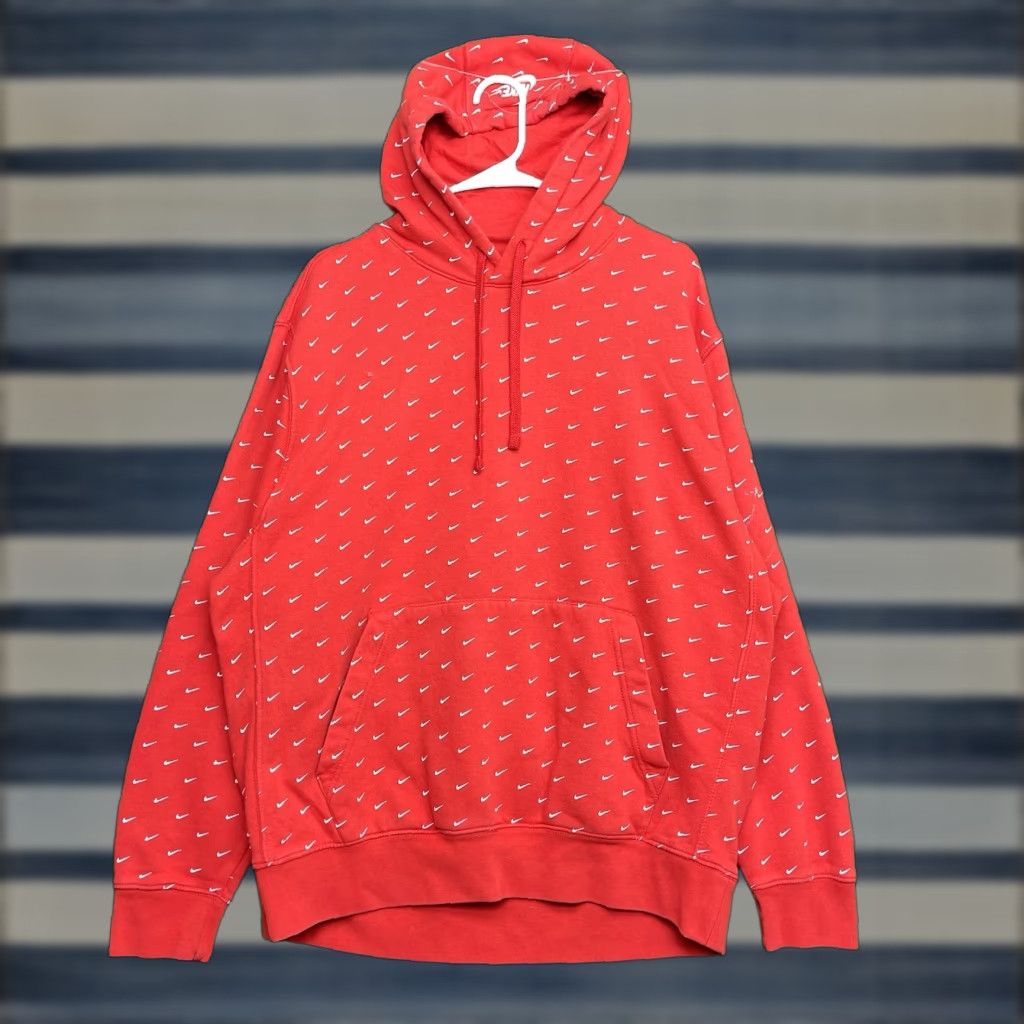 Nike VINTAGE Nike Hoodie Mens Large Fleece Club Pullover Sweatshirt Sports AOP Swoosh y2k Red Size US XS / EU 42 / 0 - 1 Thumbnail