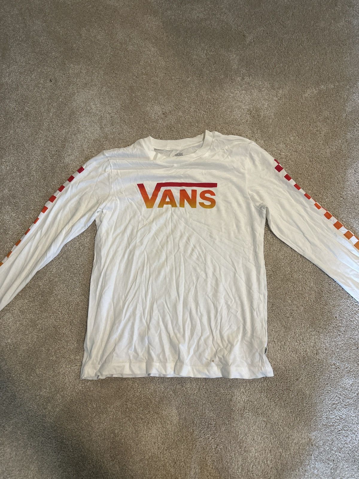 Vans Vans Checkered Long Sleeve White Tee Size US L / EU 52-54 / 3 - 1 Thumbnail