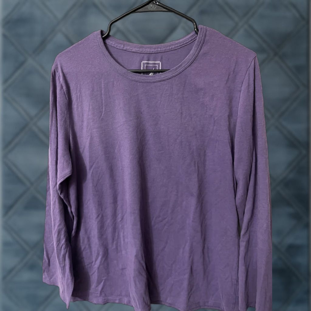 Nautica Nautica Shirt Women's XL Purple Cotton Long Sleeve Casual Crew Neck Pullover Basic Solid A Classic Everyday Top Size XL / US 12-14 / IT 48-50 - 1 Thumbnail