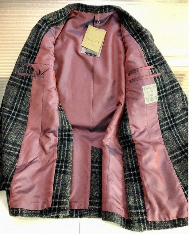Yohji Yamamoto YYPH 🇯🇵 grey wool fall check side pleated coat 4 NEW Size 42R - 7 Thumbnail