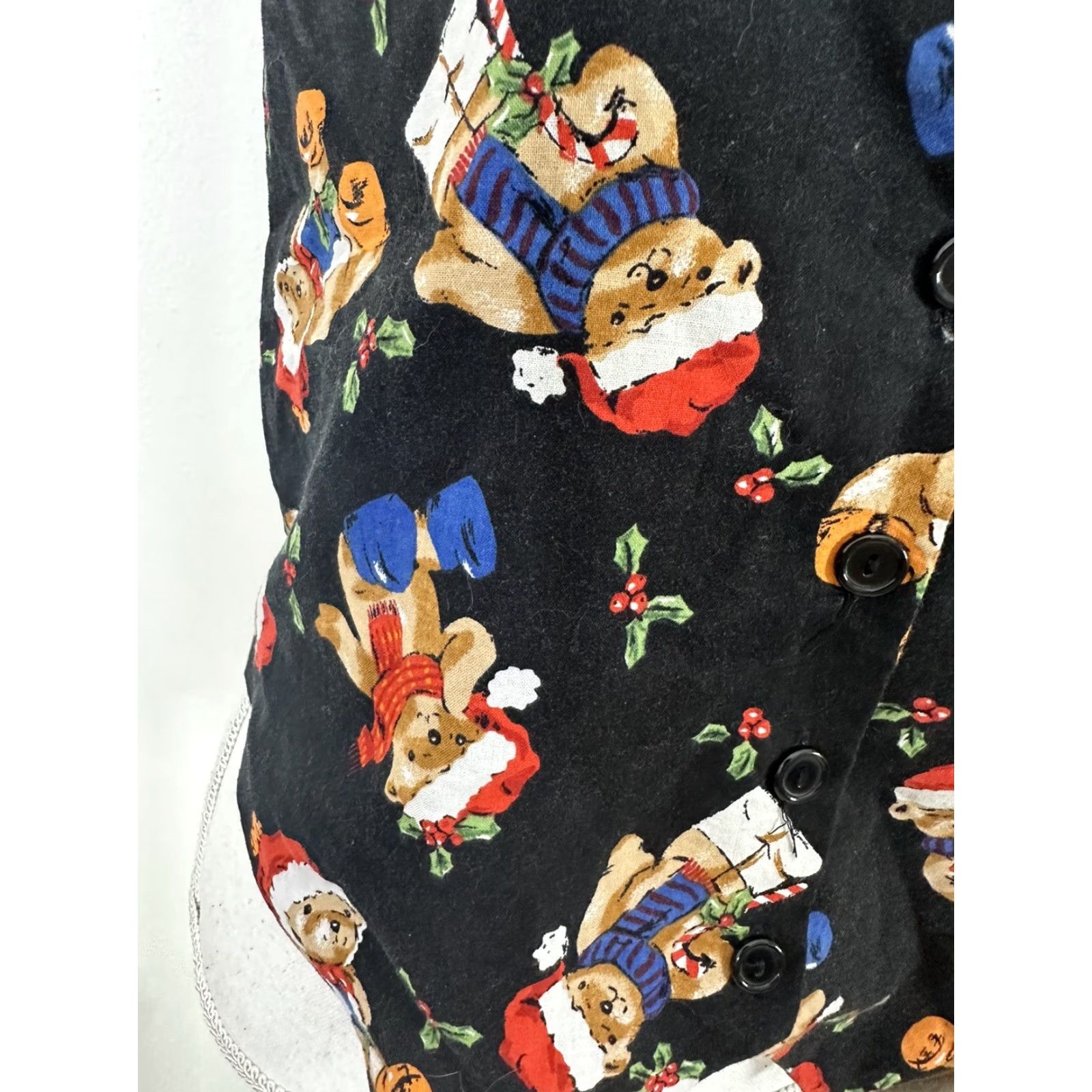 Vintage VINTAGE Nutcracker Teddy Bear Christmas Vest Women’s Small Black Cotton Sleeveless Button Lined Christmas Women Vest Prohibited? Size S / US 4 / IT 40 - 4 Thumbnail