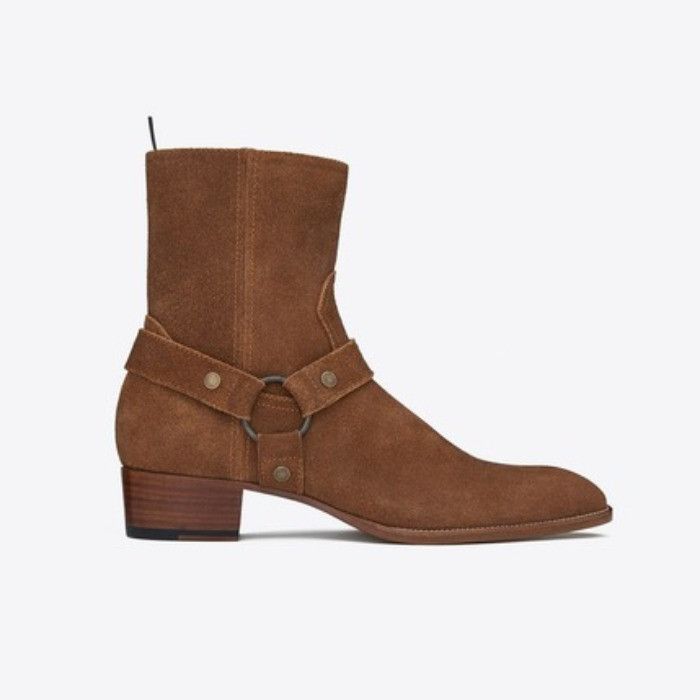 Saint Laurent Paris o1b1hav110125 496880 Wyatt Harness Boots in Suede in Brown Size US 9 / EU 42 - 3 Thumbnail