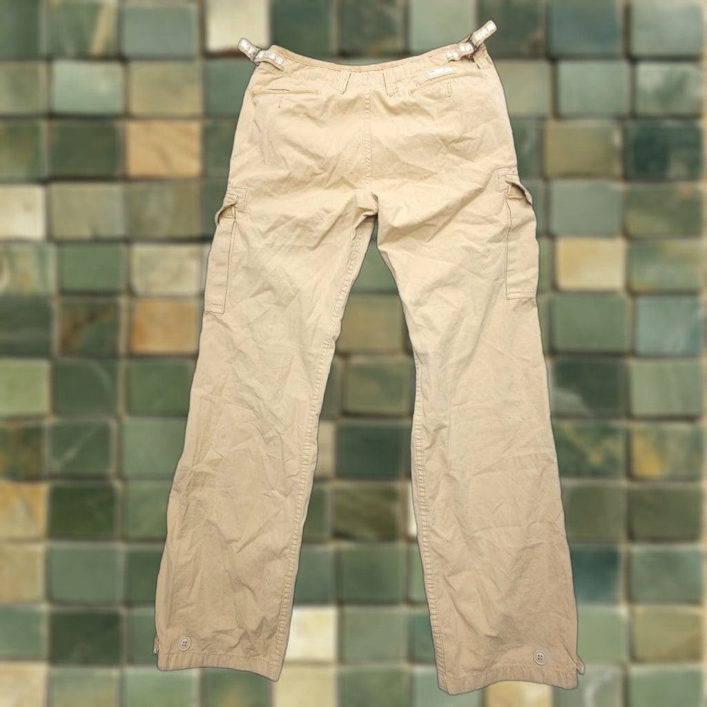 Lucky Brand VINTAGE Lucky Brand Dungarees Cargo Pants Womens 28 Tan 90s USA Baggy Low Rise Size 28" / US 6 / IT 42 - 1 Thumbnail