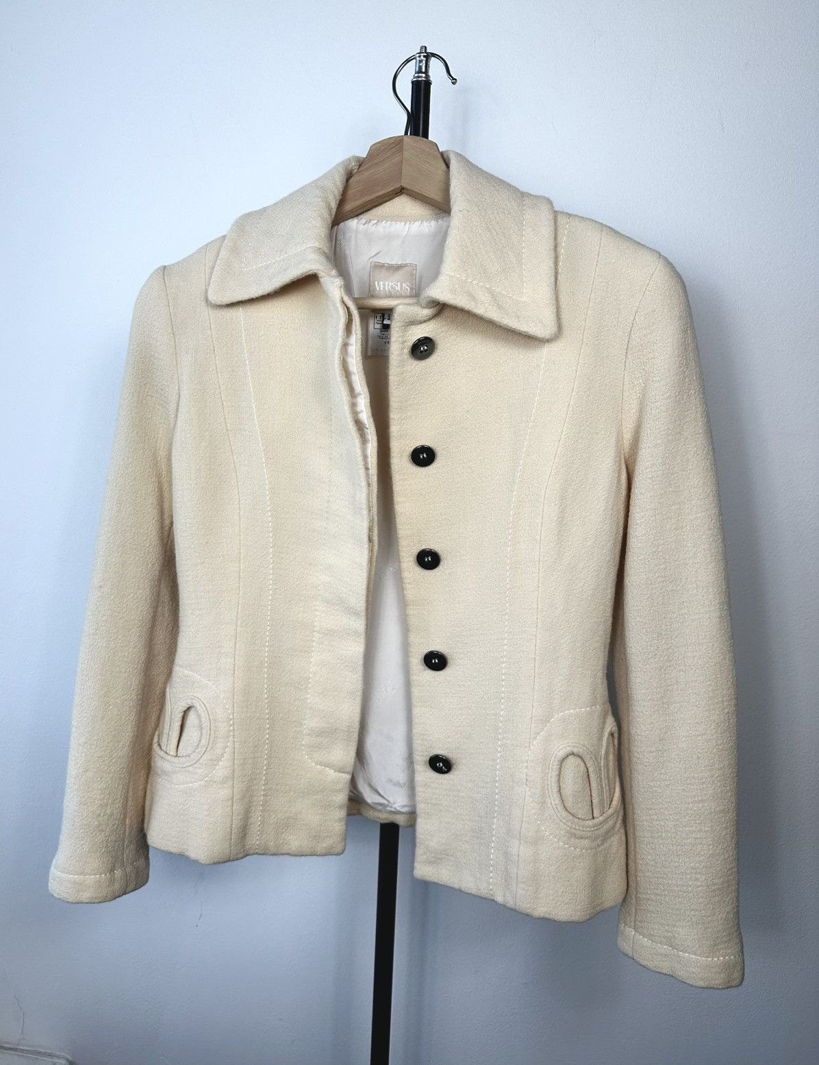 Versus Vintage Versus Versace Wool Jacket Cream/Off-White Size S / US 4 / IT 40 - 1 Thumbnail