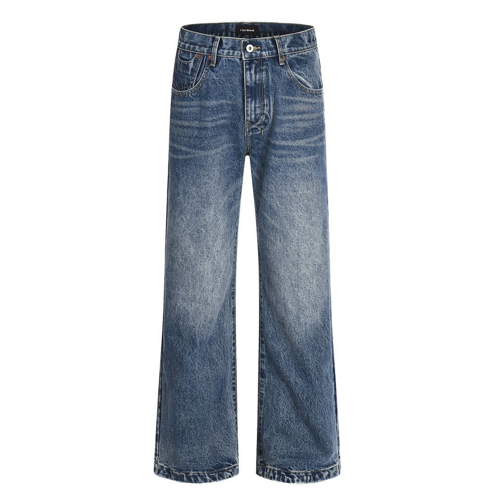 Jean Loose men's high street retro washed distressed flared jeans Size US 32 / EU 48 - 1 Thumbnail