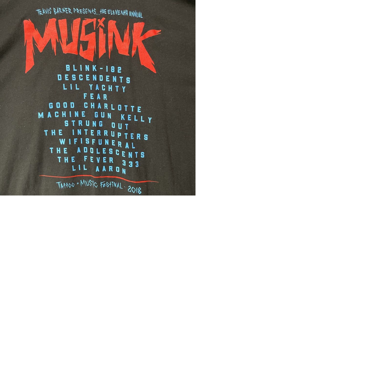 Tultex Travis Barker Shirt Mens 3XL Black Musink Tattoo Music Festival 2018 Concert T-Shirt Graphic Print Crew Neck Short Sleeve Tultex Mens Shirt Size US XXL / EU 58 / 5 - 9 Thumbnail