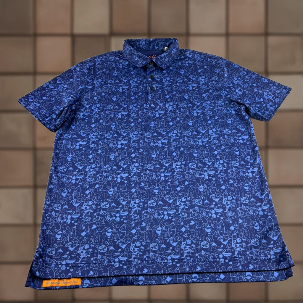 Robert Graham Robert Graham Polo Shirt Men L Blue Golf Performance Stretch Short Sleeve Collared Button-Front Size US L / EU 52-54 / 3 - 1 Thumbnail