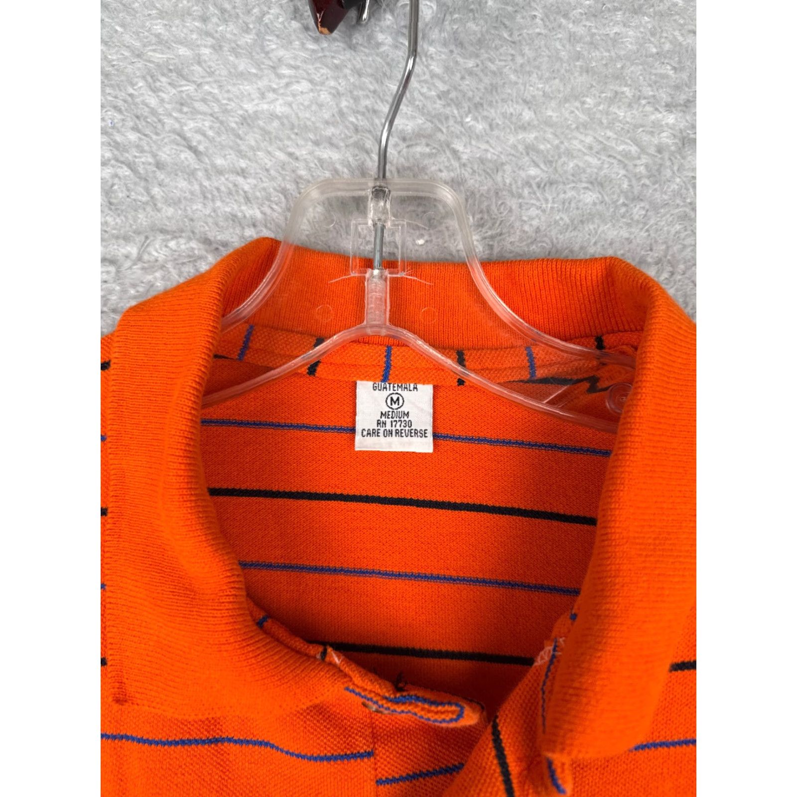 Vintage Polo Shirt Men Medium Orange Stripe Short Sleeve 100% Cotton Embroidered Mens Size US M / EU 48-50 / 2 - 7 Thumbnail