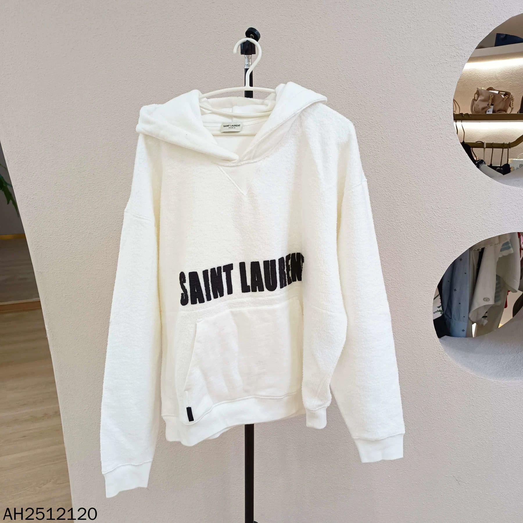 Saint Laurent Paris Logo printed kangaroo pocket hoodie-250