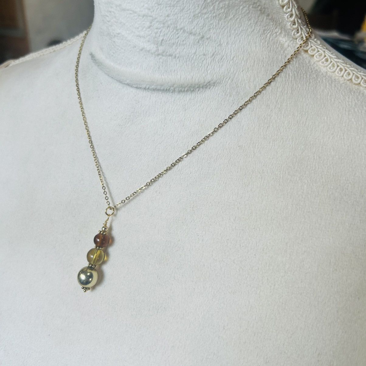 Handmade Handcrafted vintage bead drop pendant on chain necklace Size ONE SIZE - 4 Thumbnail