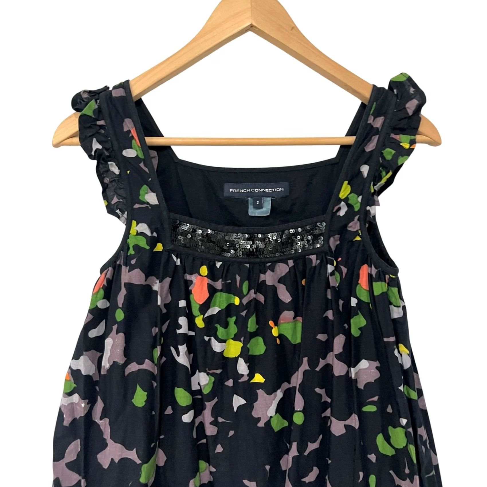 French Connection French Connection Dress Sleeveless Navy Blue Sequin Mini A-Line 2 Womens Size XS / US 0-2 / IT 36-38 - 2 Thumbnail