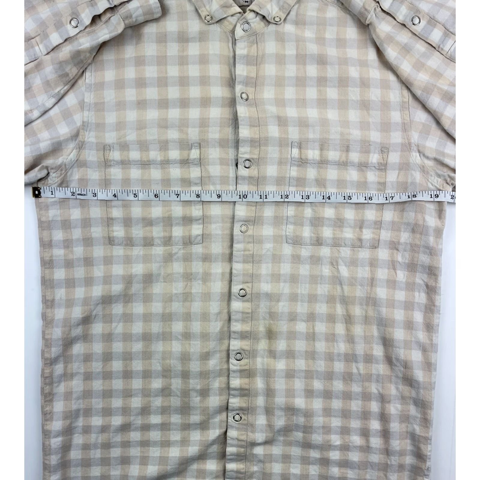 Levi's VINTAGE Levi’s Men’s White Beige Checkered Long Sleeve Snap Front Shirt M Casual Button-Up Cotton Polyester 70s 80s Western Rockabilly Classic Mens Size US M / EU 48-50 / 2 - 5 Thumbnail