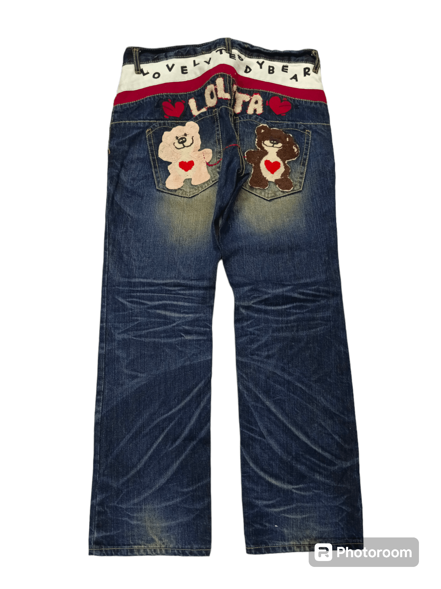 RUSTY SICK PACTHWORK LOVELY TEDDY BEAR DENIM PANTS