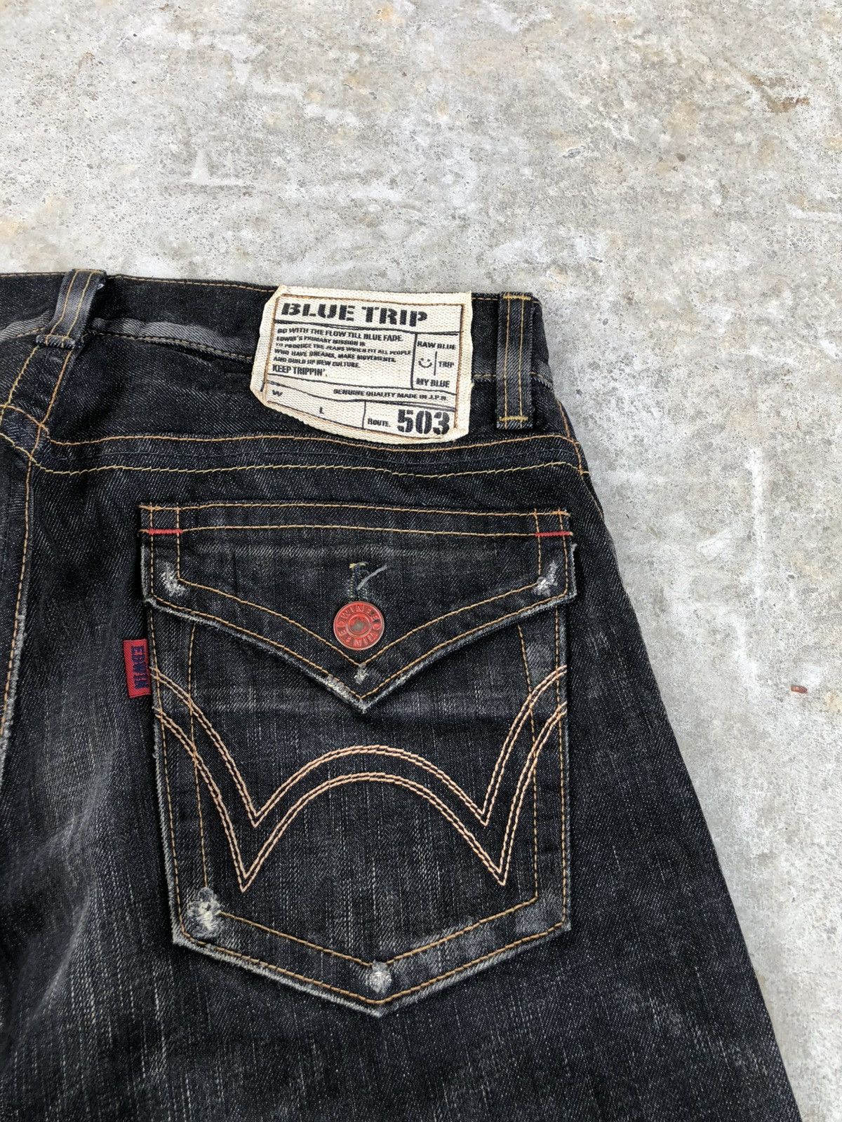 If Six Was Nine Edwin 503 Flared Distressed Jeans Whiskered Size US 30 / EU 46 - 17 Thumbnail