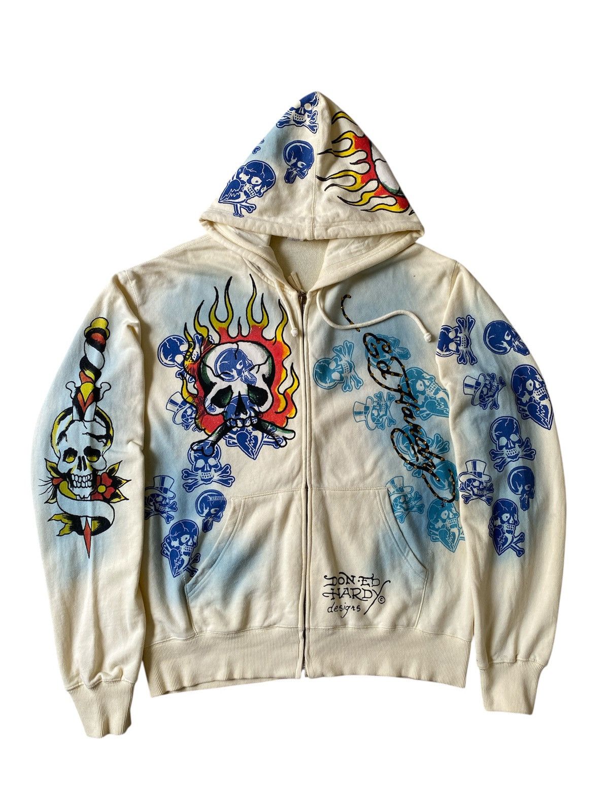 Ed Hardy 2000s Ed Hardy By Christian Audigier Destroyed Tattoo Hoodie Size US XL / EU 56 / 4 - 1 Thumbnail