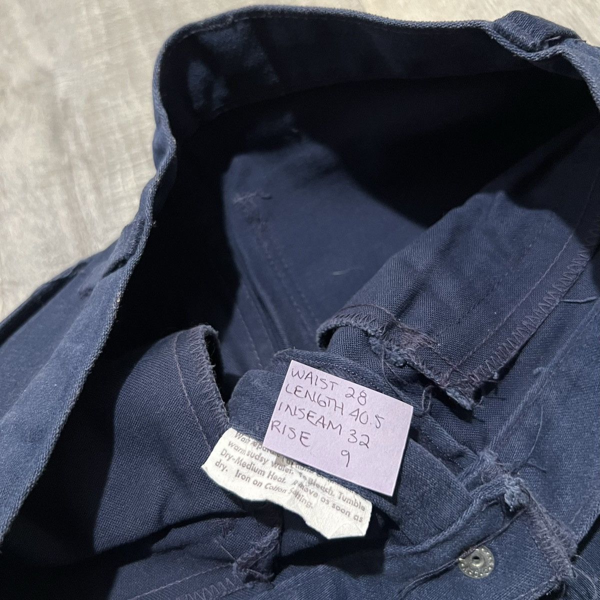 Vintage VTG Cheap Jeans 70s Blue Flared Hippie Low Rise Suede Pants Size 28" / US 6 / IT 42 - 8 Thumbnail