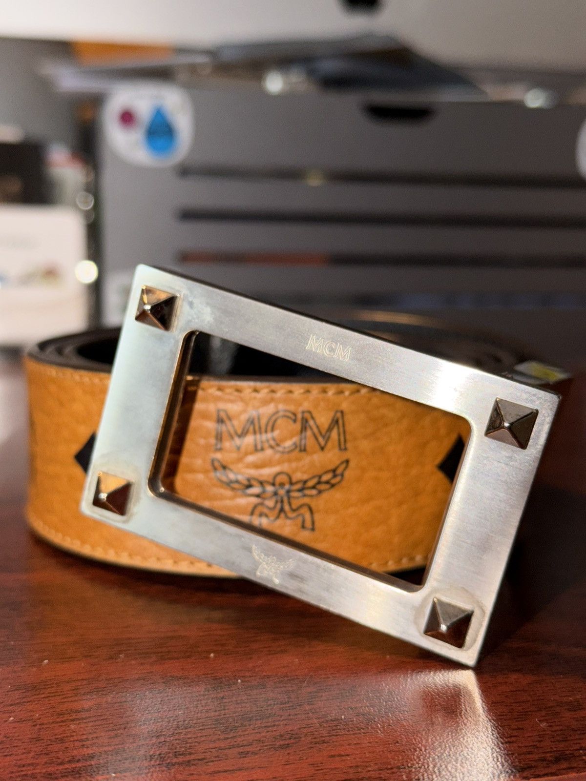 MCM MCM Leather Studded Accents Belt Size 36 - 1 Thumbnail