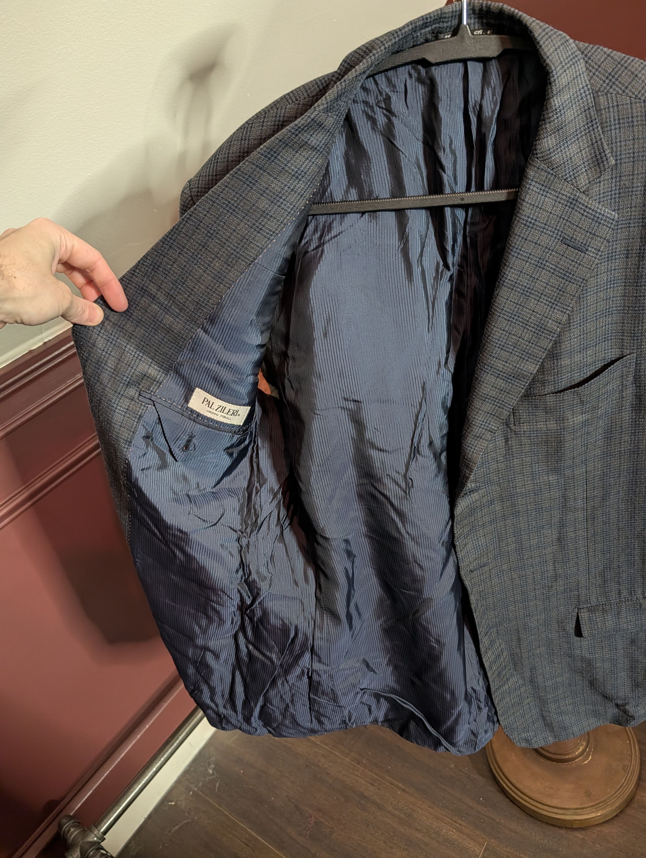 Pal Zileri SILK Green Blue plaid patterned made in Italy sport coat Size 42R - 8 Thumbnail