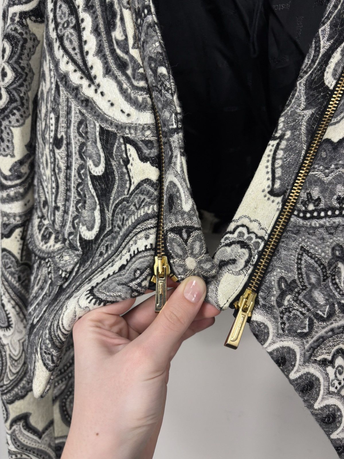 Just Cavalli Just Cavalli Women’s Baroque Print Wool Blend Jacket Size L / US 10 / IT 46 - 6 Thumbnail