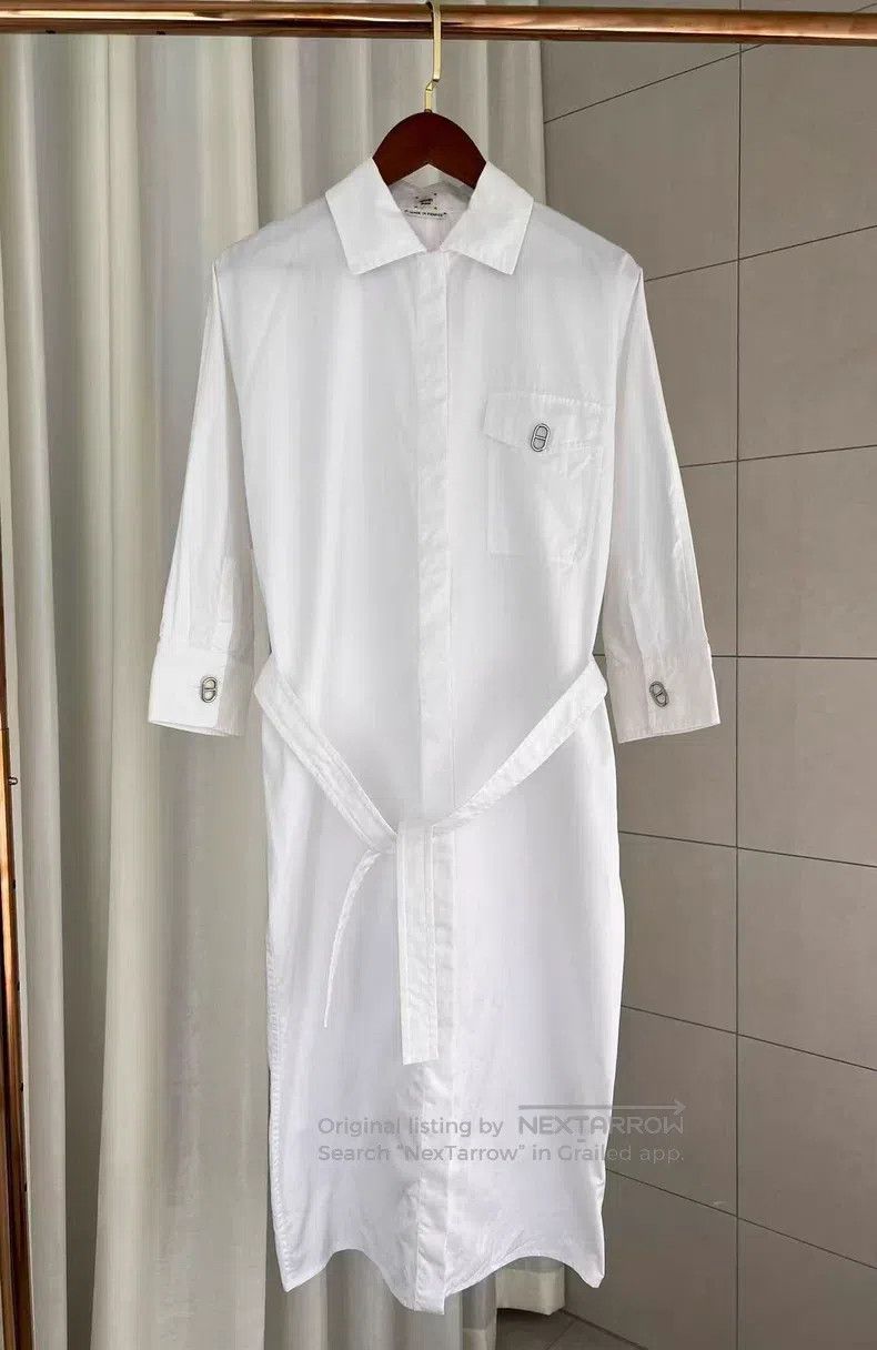 Hermes Hermes White pig nose shirt dress Size XXS / US 00 / IT 34 - 1 Thumbnail