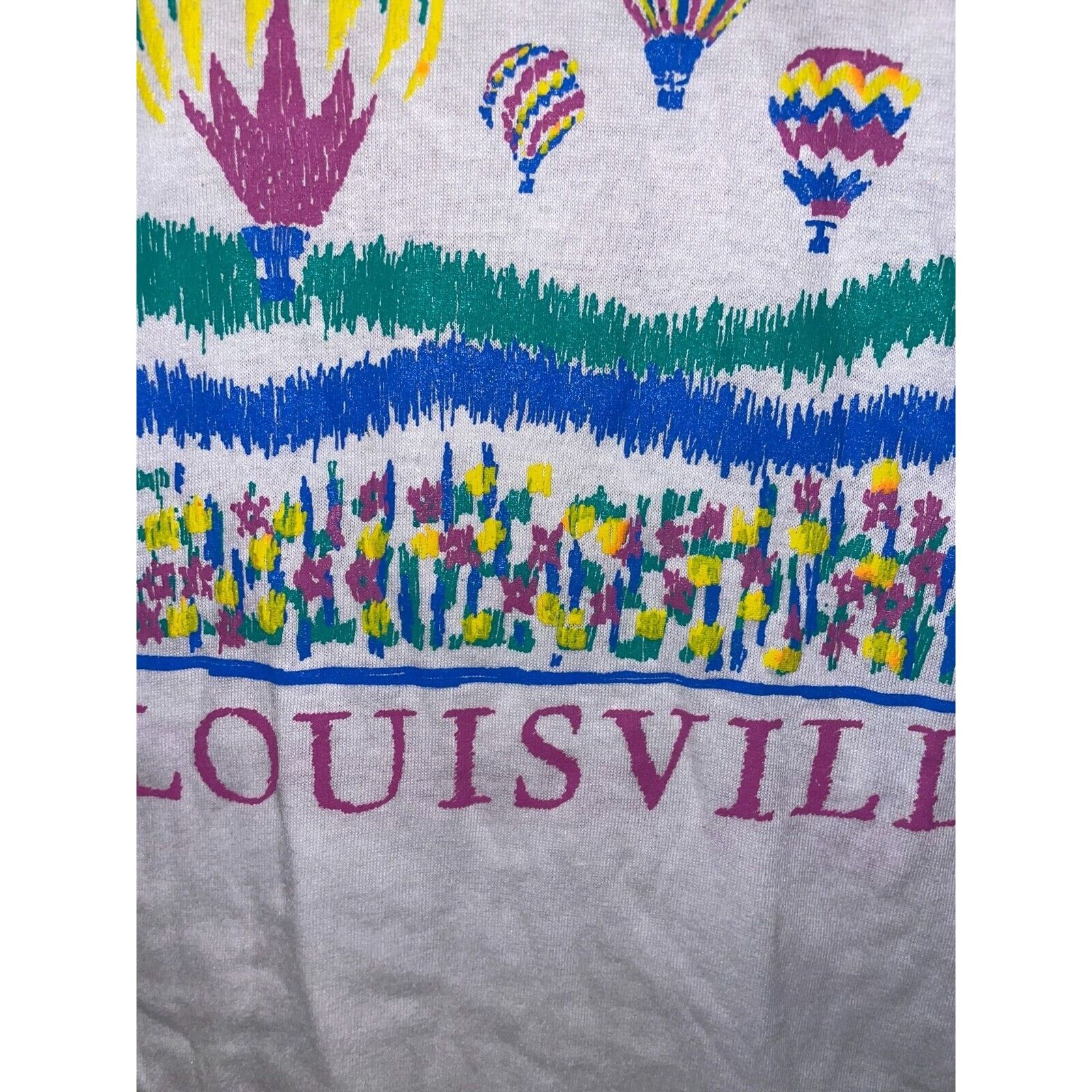 Jerzees Vintage Misprint Shirt Louisville Hot Air Balloon White Tee Size US M / EU 48-50 / 2 - 5 Thumbnail
