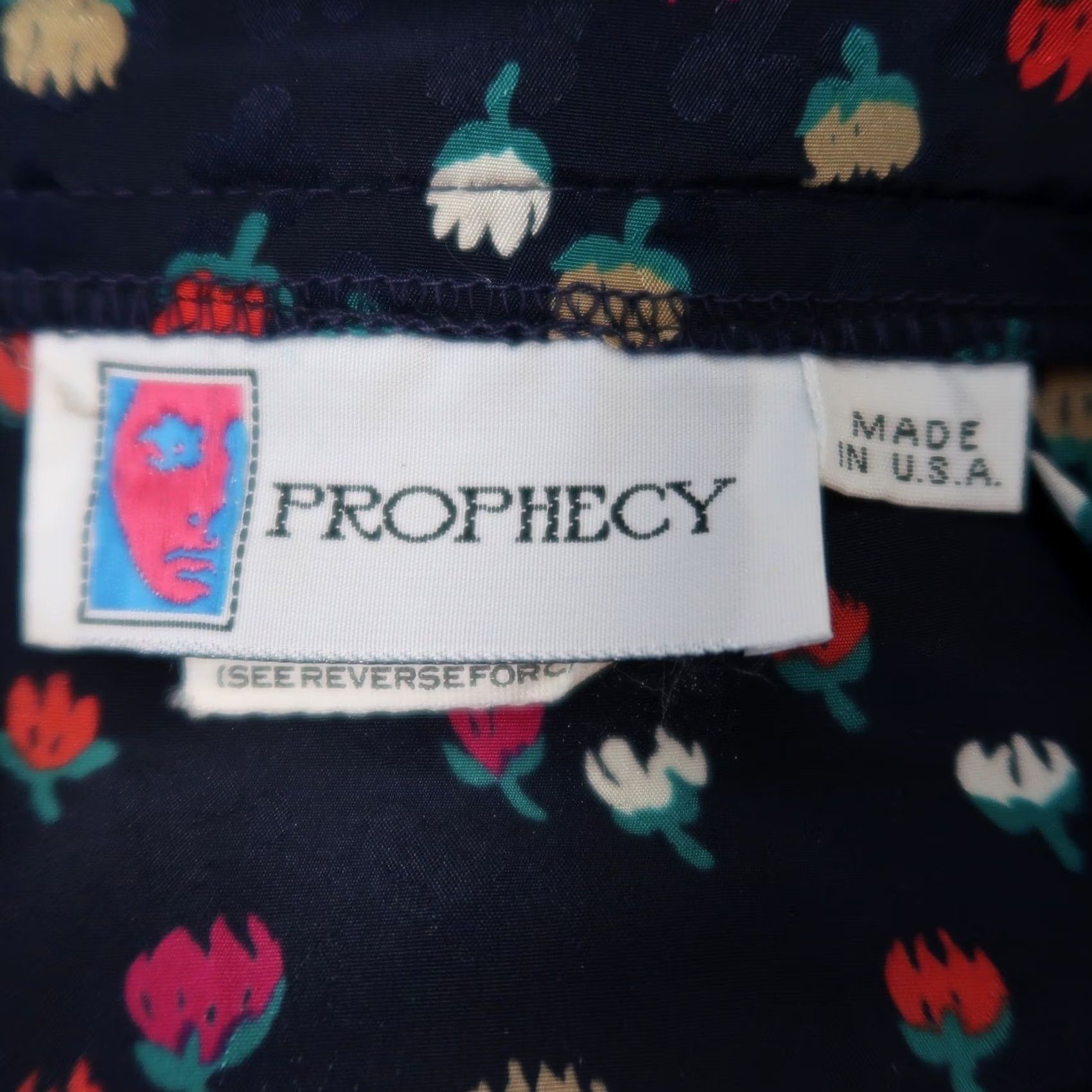 Vintage VINTAGE 80s navy blue and red tulip floral two piece blouse and skirt set 10 Size 4XL / US 24-26 - 7 Thumbnail