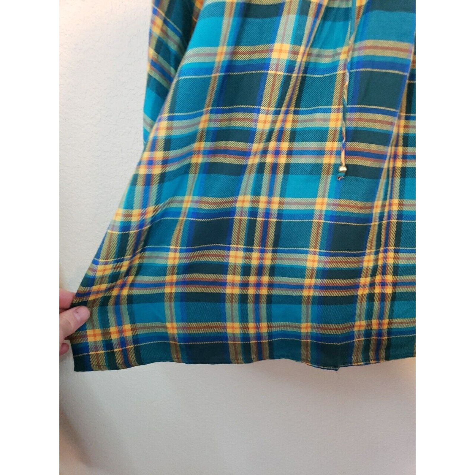 Other The Pioneer Woman Large Blue Plaid Floral Embroidery Top Size L / US 10 / IT 46 - 6 Thumbnail