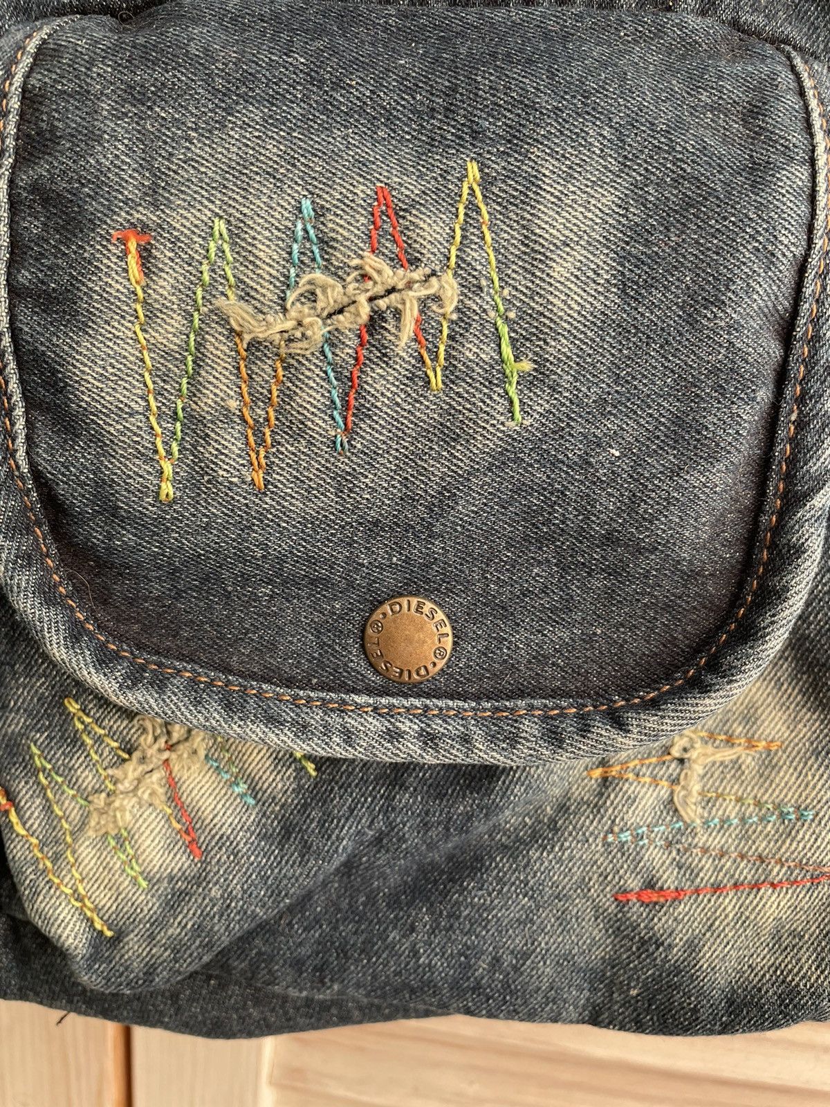Diesel Vintage Diesel distressed denim embroidered sashiko tote bag Size ONE SIZE - 5 Thumbnail