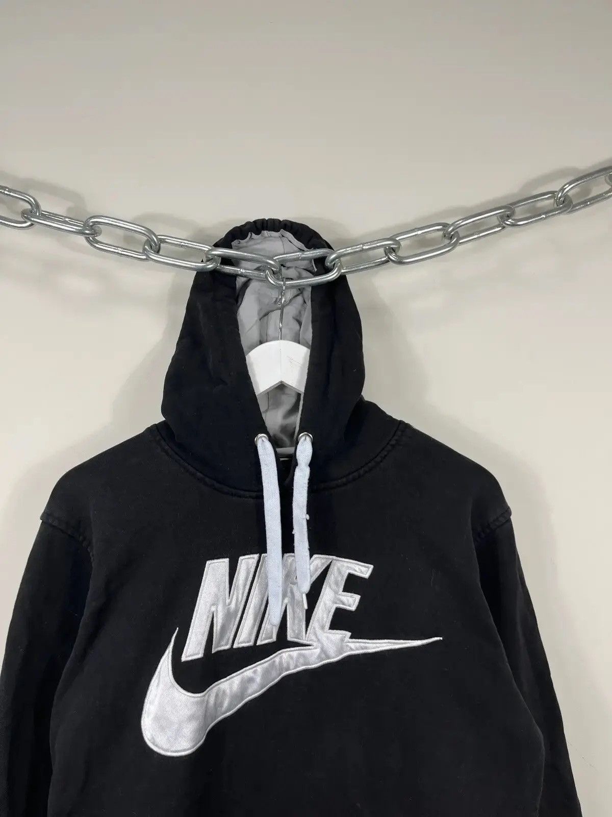 Nike × Vintage Vintage Nike Y2K Big Logo Retro Hype Black Hoodie Size US M / EU 48-50 / 2 - 2 Thumbnail