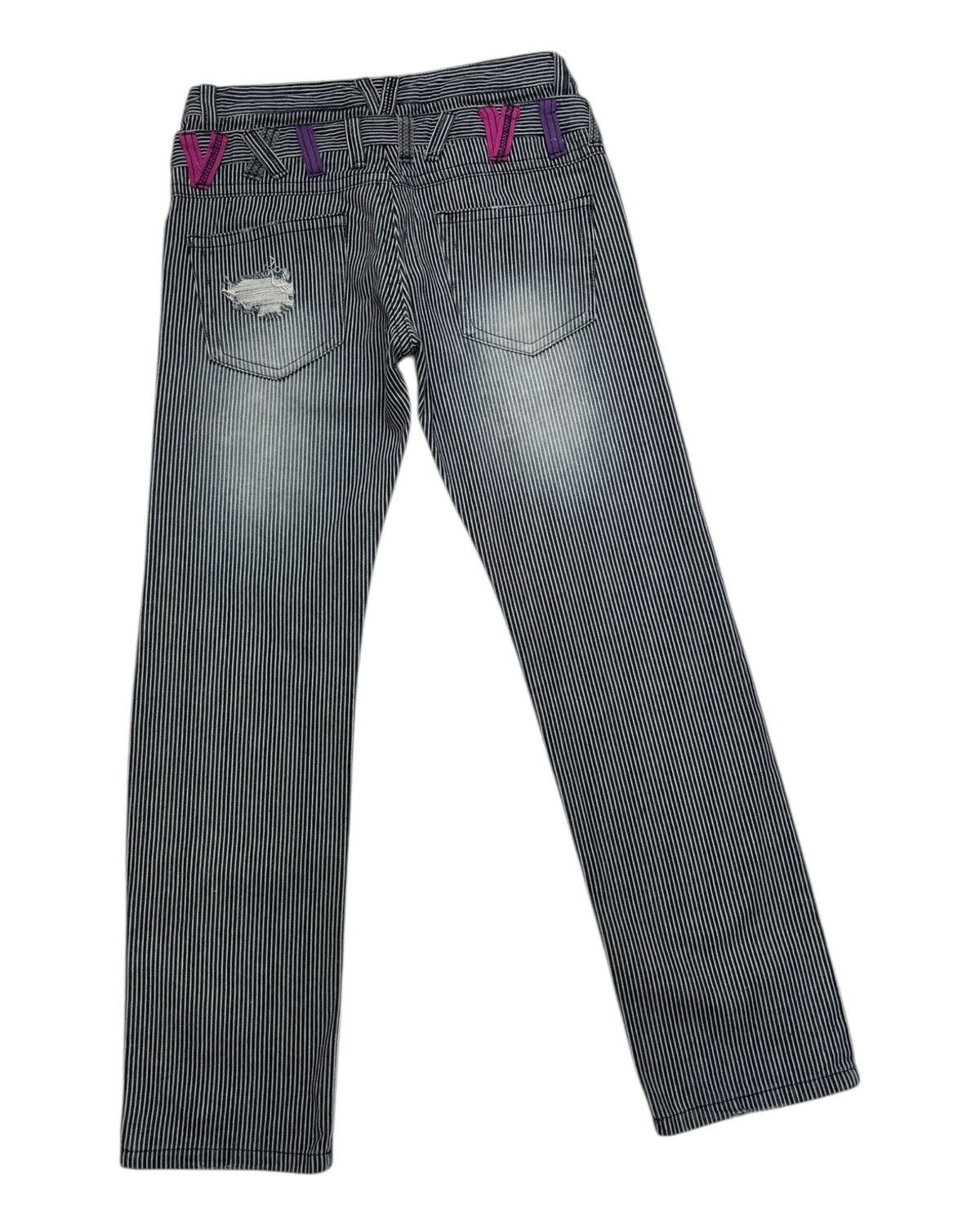 Seditionaries Colza Double Waist Striped Punk Distressed Denim Jeans Size 32" / US 10 / IT 46 - 4 Thumbnail