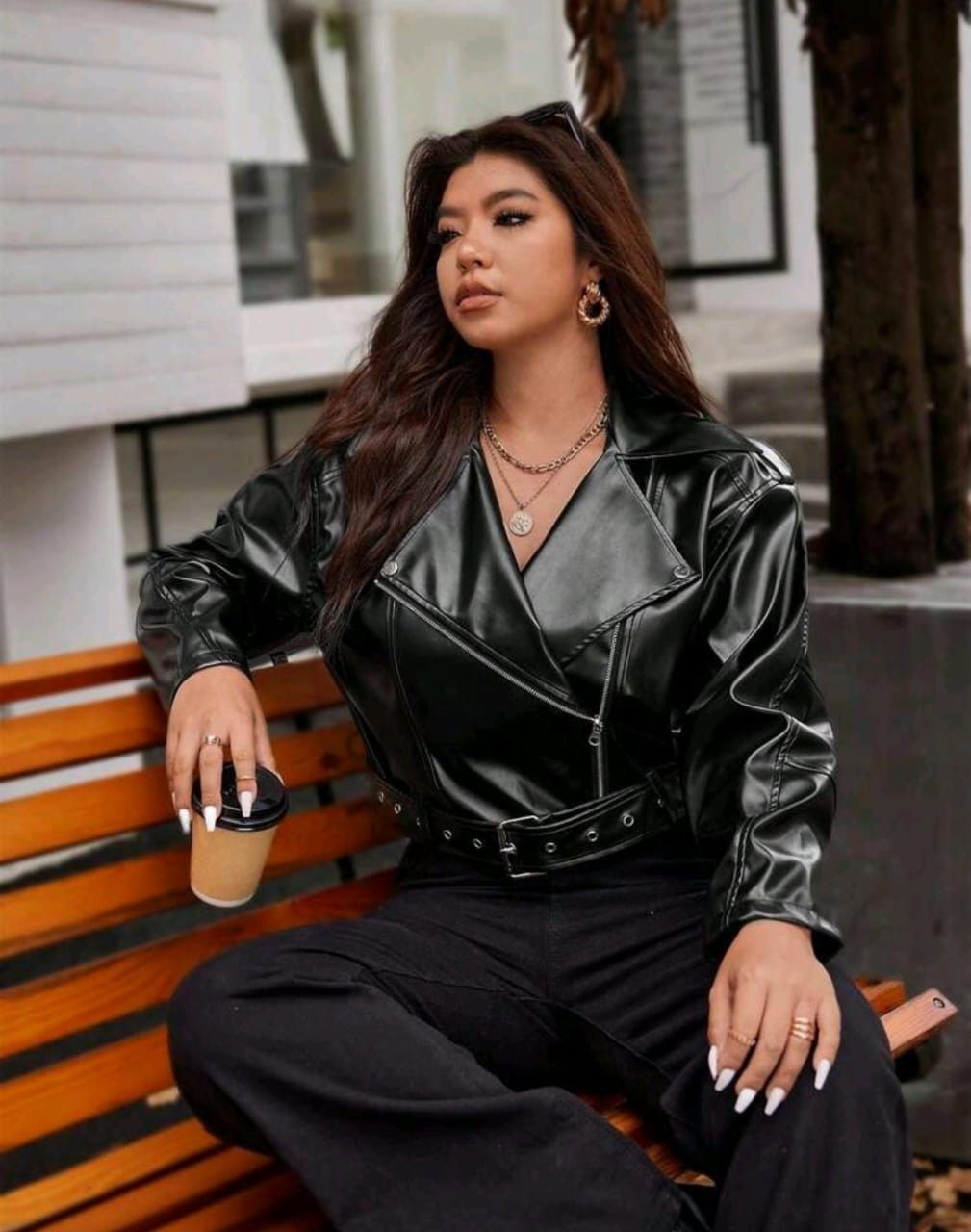 Other Women’s Black Leather Biker Jacket – Cropped Fit 🖤🔥 Size S / US 4 / IT 40 - 6 Thumbnail