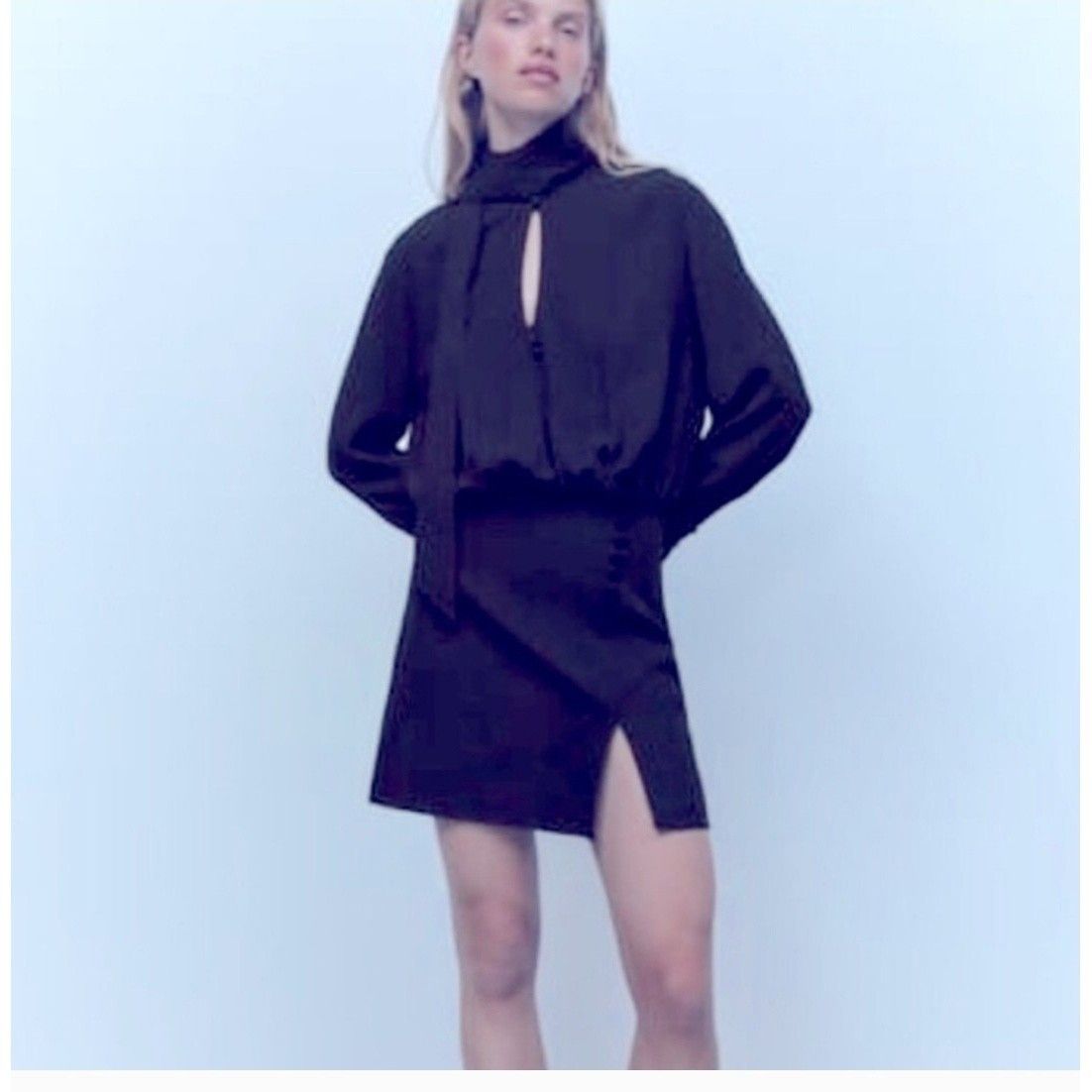 Zara ZARA Tied Mini Dress Black size M Size M / US 6-8 / IT 42-44 - 15 Thumbnail