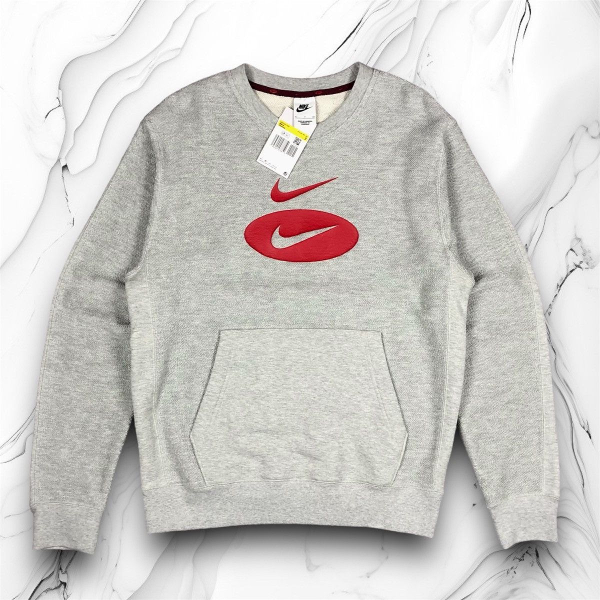 Nike NEW❗️Nike Swoosh Crew Neck Pullover Sweatshirt y2k drill 00s Size US M / EU 48-50 / 2 - 1 Thumbnail