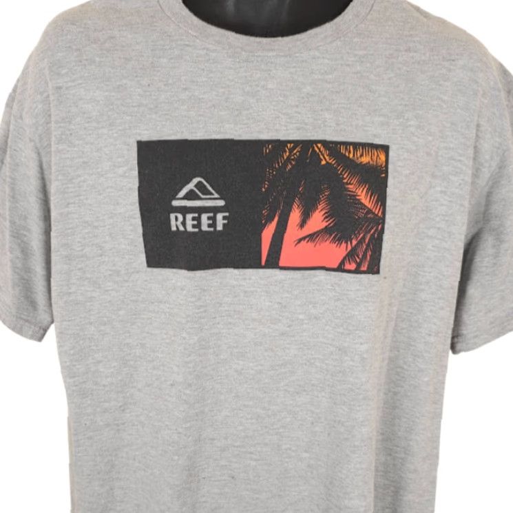REEF Reef Surfer T Shirt Mens XL Gray Palm Trees Tropical Surfing Size US XL / EU 56 / 4 - 2 Thumbnail