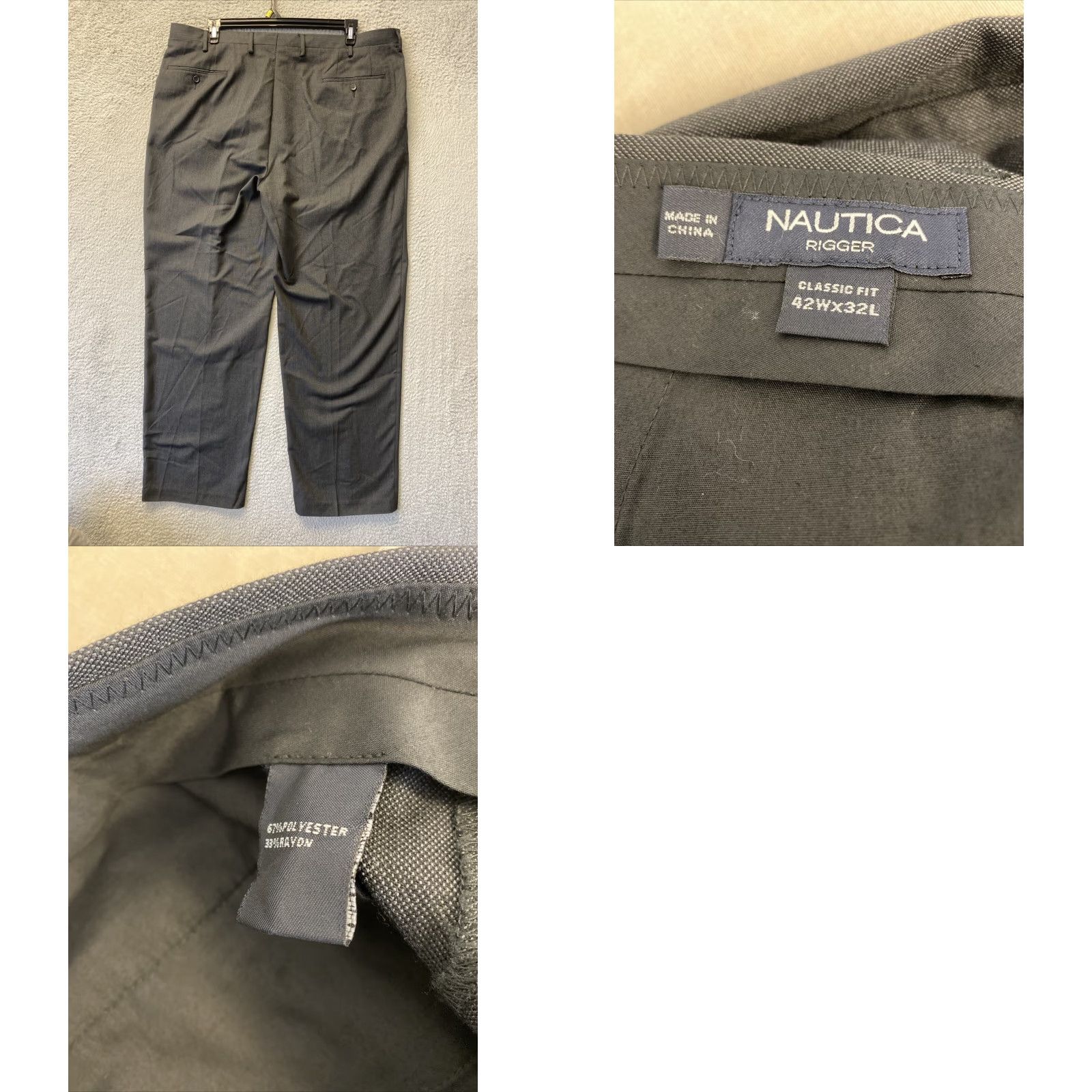 Nautica VINTAGE Nautica Dress Pants Mens 42x32 Gray Pleated Straight Business Casual Formal City Preppy Size US 42 / EU 58 - 8 Thumbnail