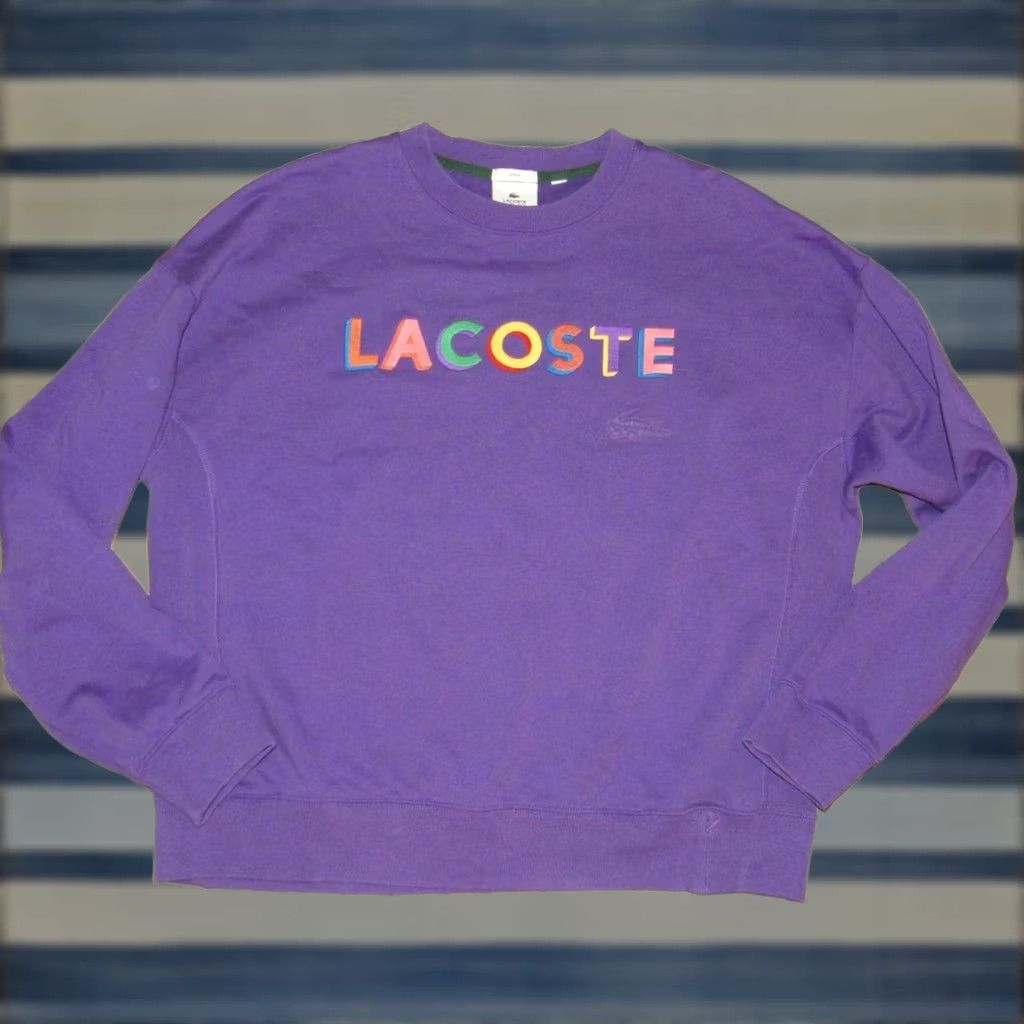Vintage LACOSTE LIVE Purple Cotton Embroidered Sweater Unisex XL Pullover Mens Size US XL / EU 56 / 4 - 1 Thumbnail